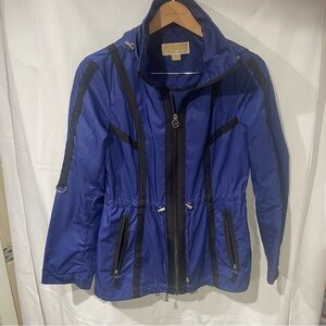 Michael Kors Blue Trench Coat with Black Accents